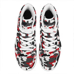 Red Snow Camouflage Print High Top Leather Sneakers