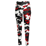 Red Snow Camouflage Print High-Waisted Pocket Leggings