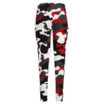 Red Snow Camouflage Print High-Waisted Pocket Leggings