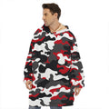 Red Snow Camouflage Print Hoodie Blanket