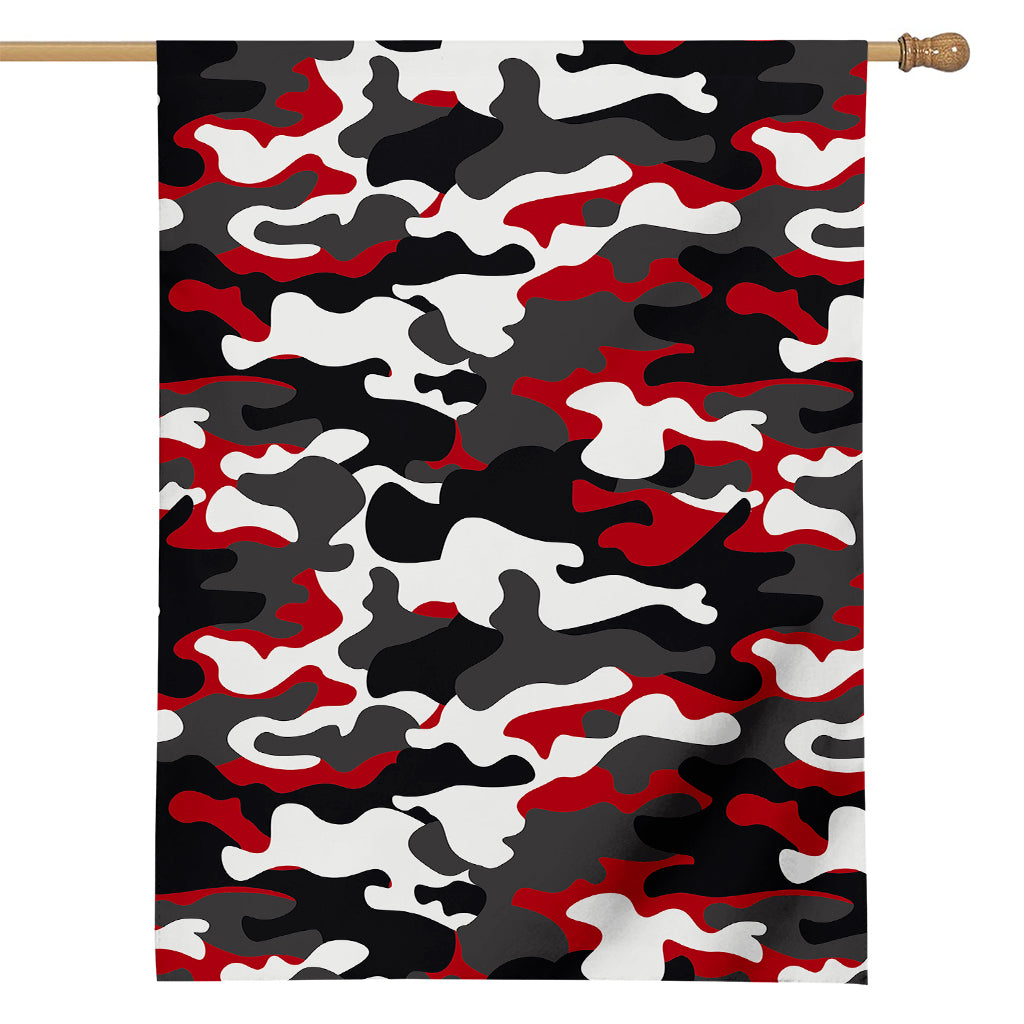 Red Snow Camouflage Print House Flag