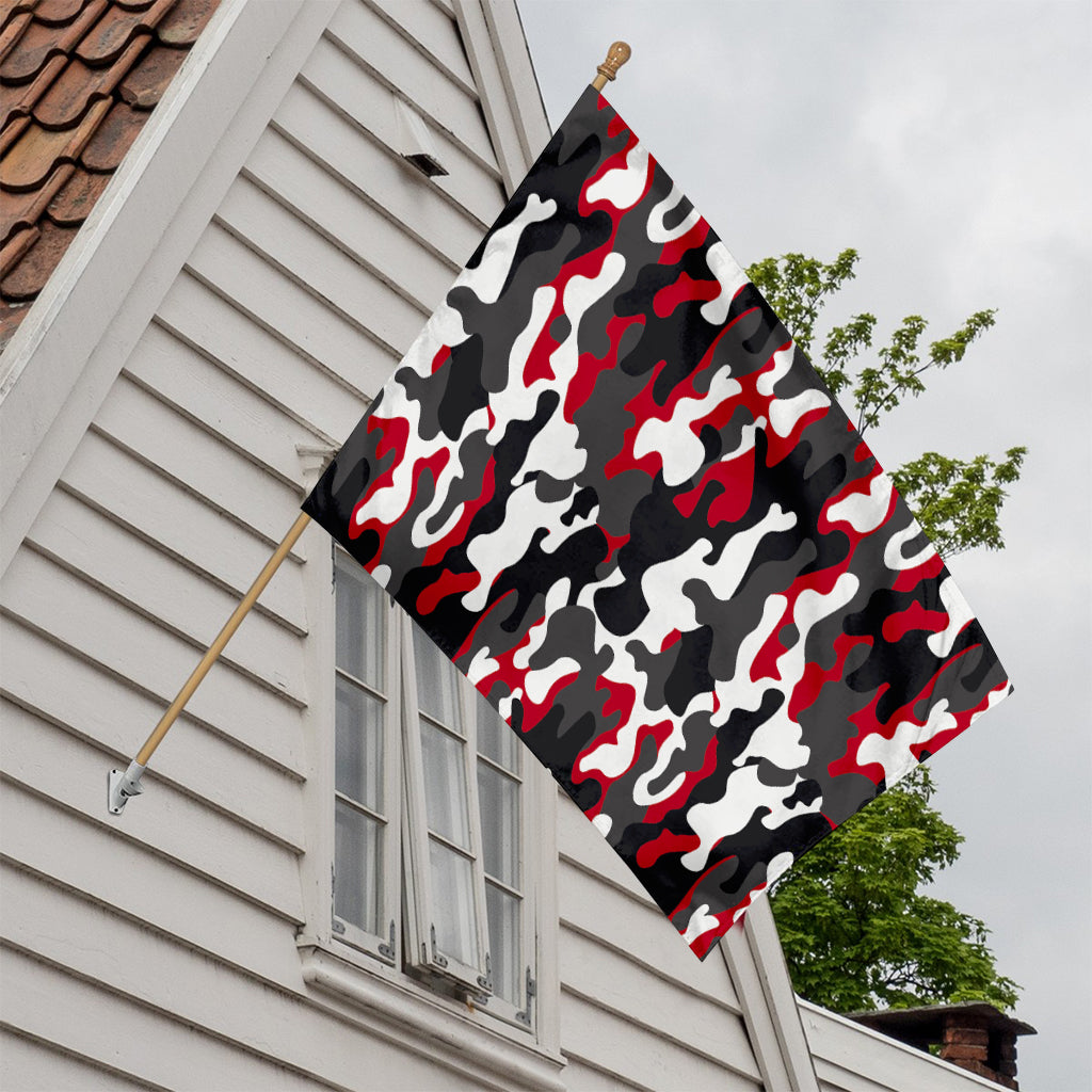 Red Snow Camouflage Print House Flag