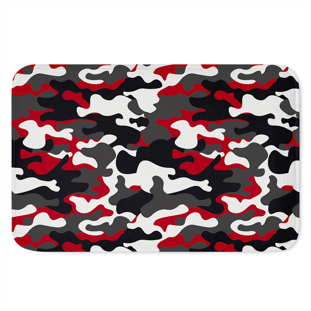 Red Snow Camouflage Print Indoor Door Mat