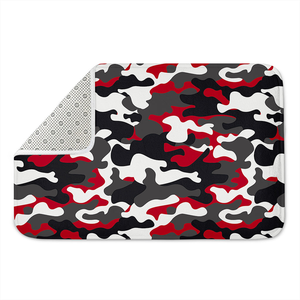 Red Snow Camouflage Print Indoor Door Mat