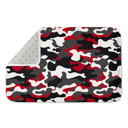 Red Snow Camouflage Print Indoor Door Mat
