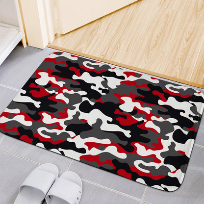 Red Snow Camouflage Print Indoor Door Mat
