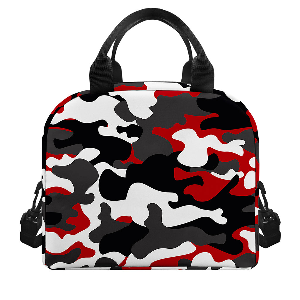 Red Snow Camouflage Print Insulated Lunch Bag