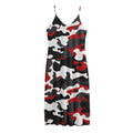 Red Snow Camouflage Print Jersey Midi Cami Dress