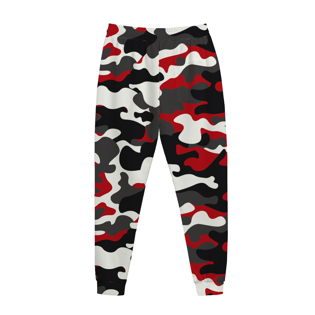 Red Snow Camouflage Print Jogger Pants