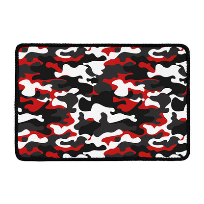 Red Snow Camouflage Print Kitchen Mat
