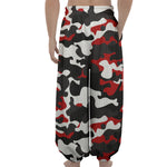 Red Snow Camouflage Print Lantern Pants
