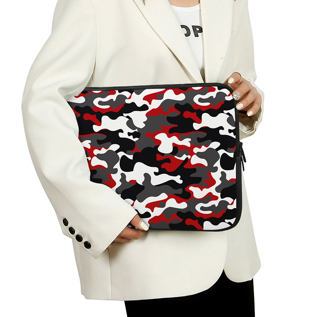 Red Snow Camouflage Print Laptop Sleeve