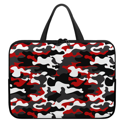 Red Snow Camouflage Print Laptop Sleeve With Handle