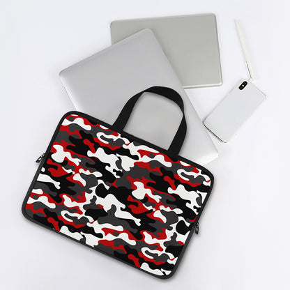 Red Snow Camouflage Print Laptop Sleeve With Handle
