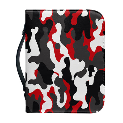 Red Snow Camouflage Print Leather Bible Cover