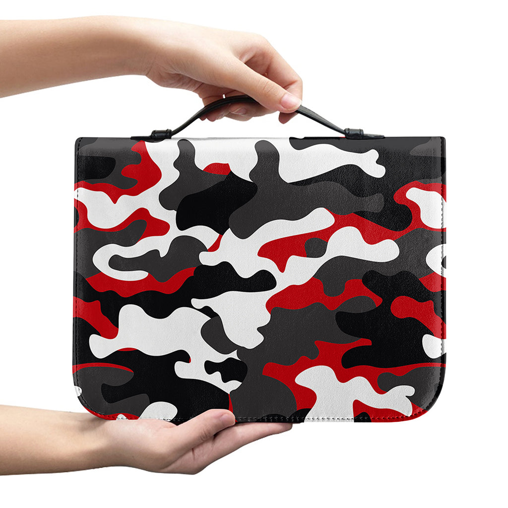 Red Snow Camouflage Print Leather Bible Cover