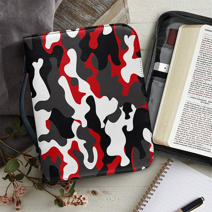 Red Snow Camouflage Print Leather Bible Cover
