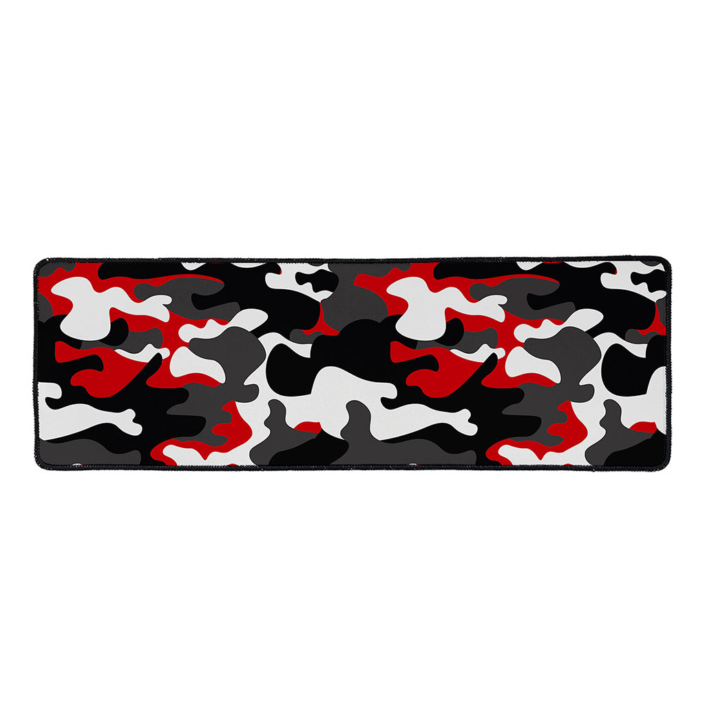Red Snow Camouflage Print Long Kitchen Mat
