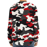 Red Snow Camouflage Print Long Sleeve Baseball Jersey