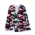 Red Snow Camouflage Print Long Sleeve Short Coat