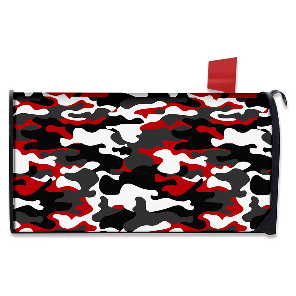 Red Snow Camouflage Print Mailbox Cover