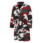 Red Snow Camouflage Print Men's Bathrobe