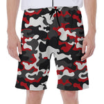Red Snow Camouflage Print Men's Beach Shorts