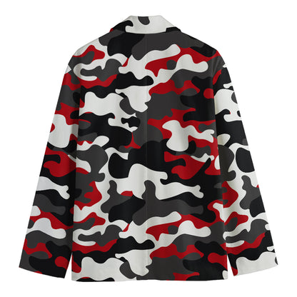 Red Snow Camouflage Print Men's Blazer
