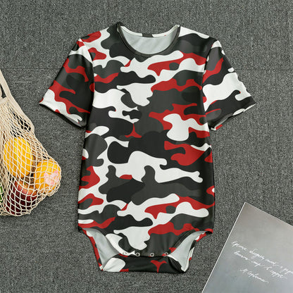 Red Snow Camouflage Print Men's Bodysuit