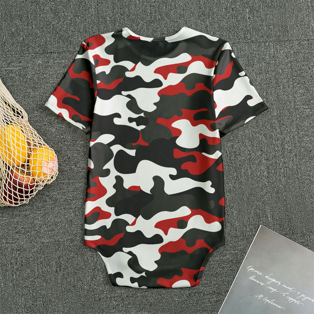 Red Snow Camouflage Print Men's Bodysuit