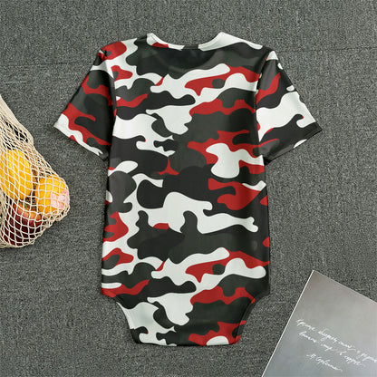 Red Snow Camouflage Print Men's Bodysuit
