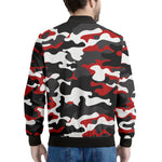 Red Snow Camouflage Print Men's Bomber Jacket