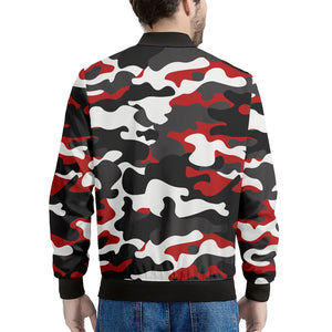 Red Snow Camouflage Print Men's Bomber Jacket