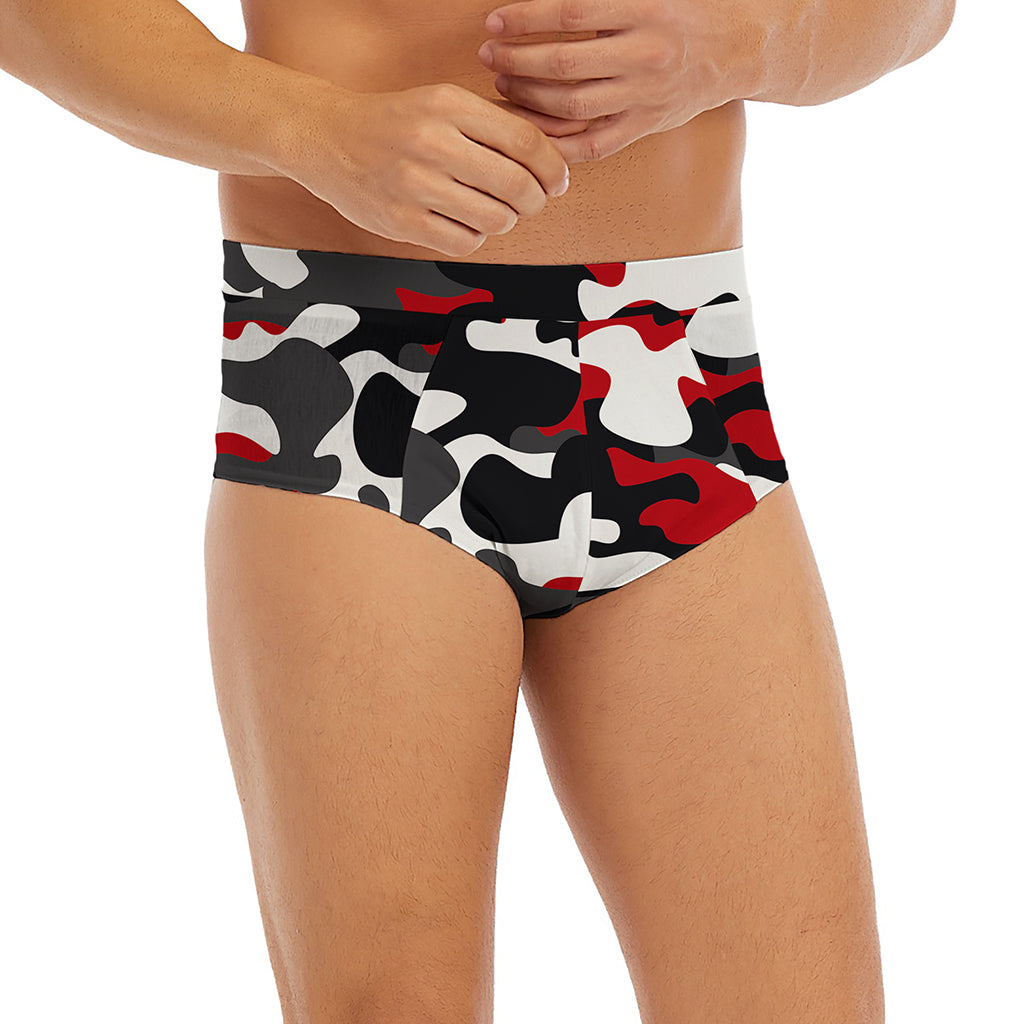 Red Snow Camouflage Print Men's Briefs