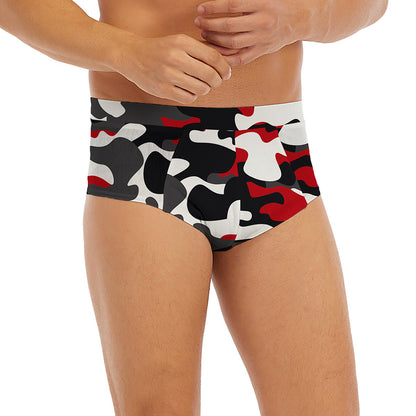 Red Snow Camouflage Print Men's Briefs