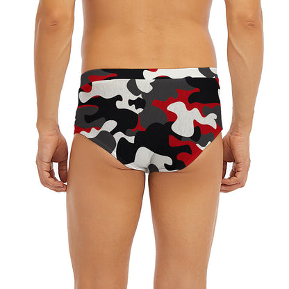 Red Snow Camouflage Print Men's Briefs