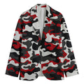 Red Snow Camouflage Print Men's Cotton Blazer