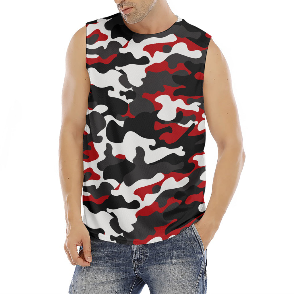 Red Snow Camouflage Print Men's Fitness Tank Top
