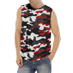 Red Snow Camouflage Print Men's Fitness Tank Top
