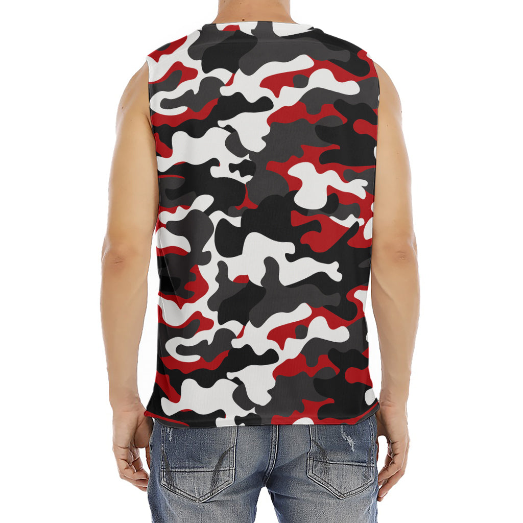 Red Snow Camouflage Print Men's Fitness Tank Top
