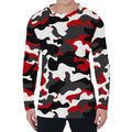 Red Snow Camouflage Print Men's Long Sleeve T-Shirt