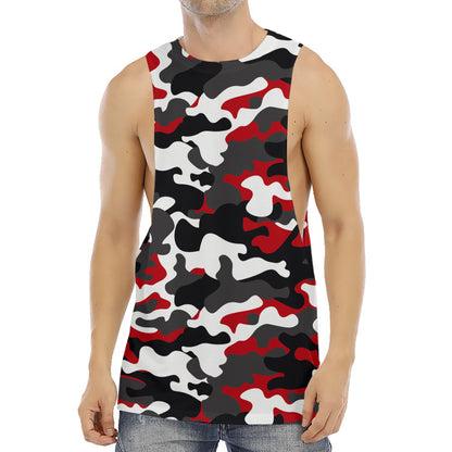 Red Snow Camouflage Print Men's Muscle Tank Top