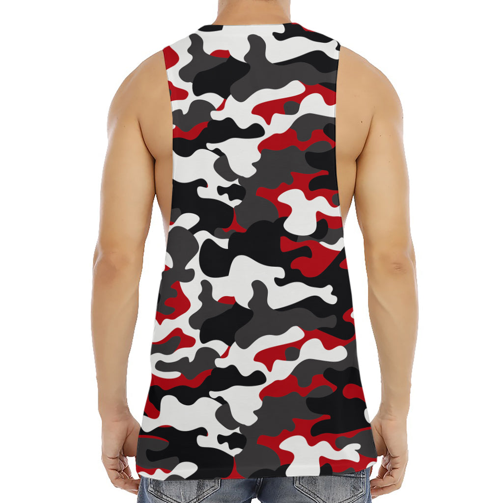 Red Snow Camouflage Print Men's Muscle Tank Top