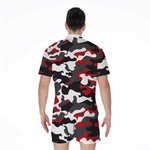 Red Snow Camouflage Print Men's Rompers