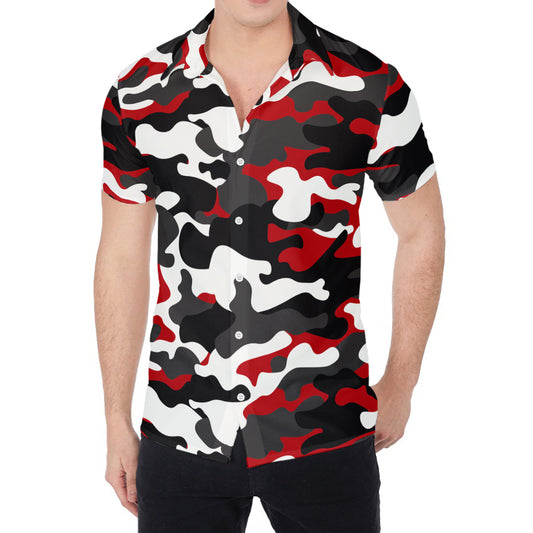 Red Snow Camouflage Print Men's Shirt