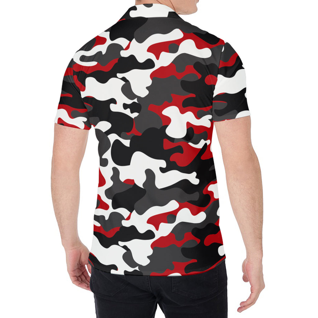 Red Snow Camouflage Print Men's Shirt