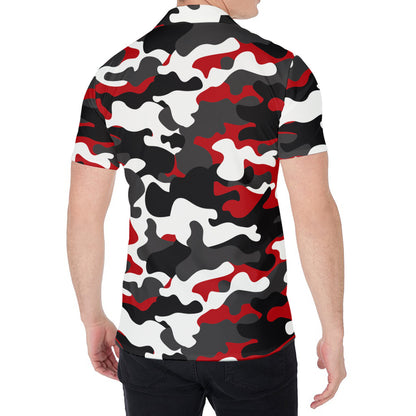 Red Snow Camouflage Print Men's Shirt