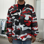 Red Snow Camouflage Print Men's Shirt Jacket
