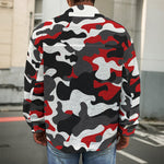 Red Snow Camouflage Print Men's Shirt Jacket