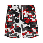 Red Snow Camouflage Print Men's Sports Shorts